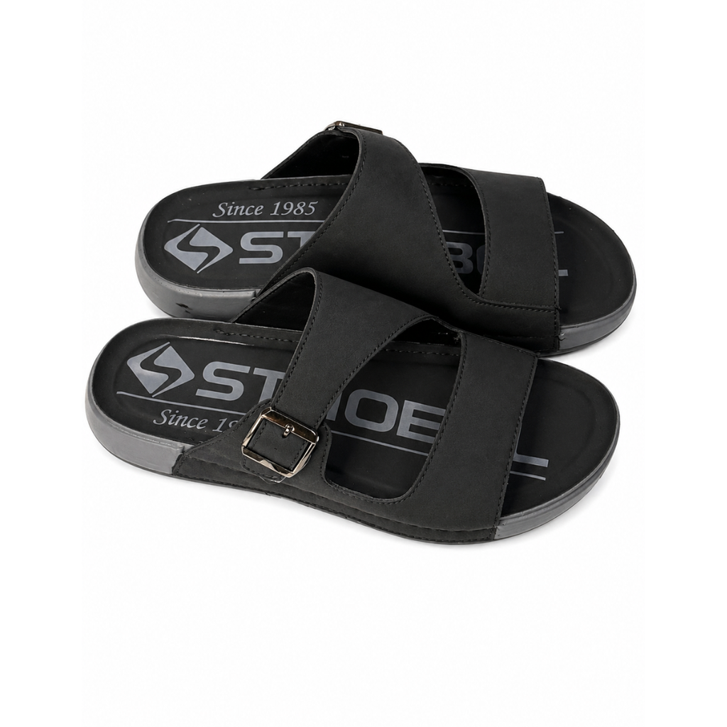 Premium Black Double Strap Chappal
