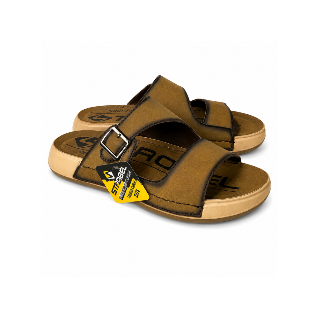 Men's Premium Single Buckle Comfort Slide Sandals – Brown
