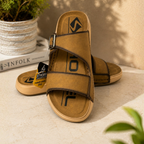 MEDICATED SLIPPERS CROSS STRAP – OLIVE BROWN
