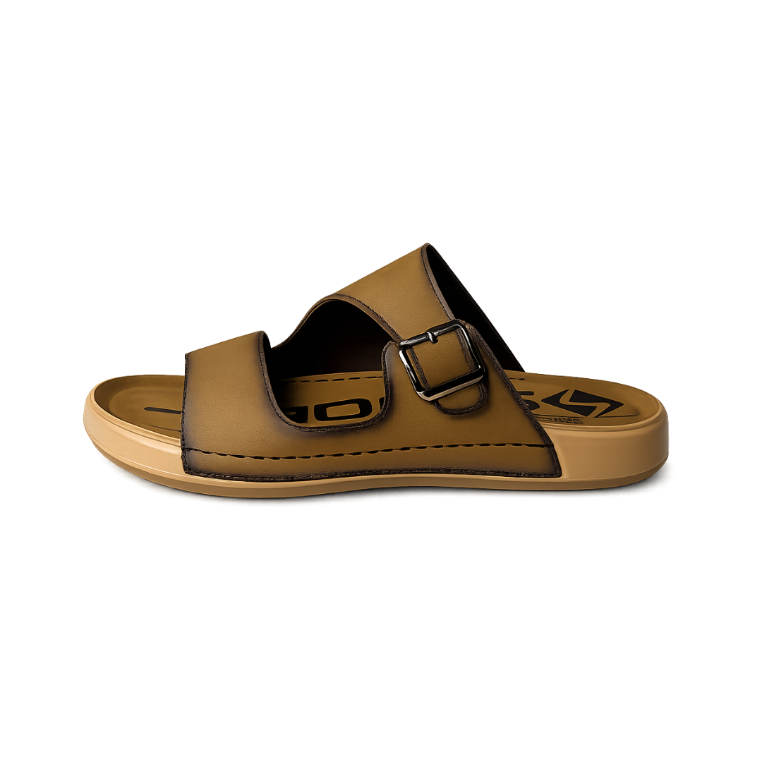 Men's Premium Single Buckle Comfort Slide Sandals – Brown