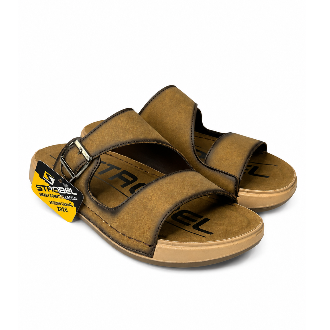 Men's Premium Single Buckle Comfort Slide Sandals – Brown