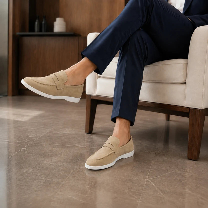 CREAM SUEDE MEDICATED LOAFER