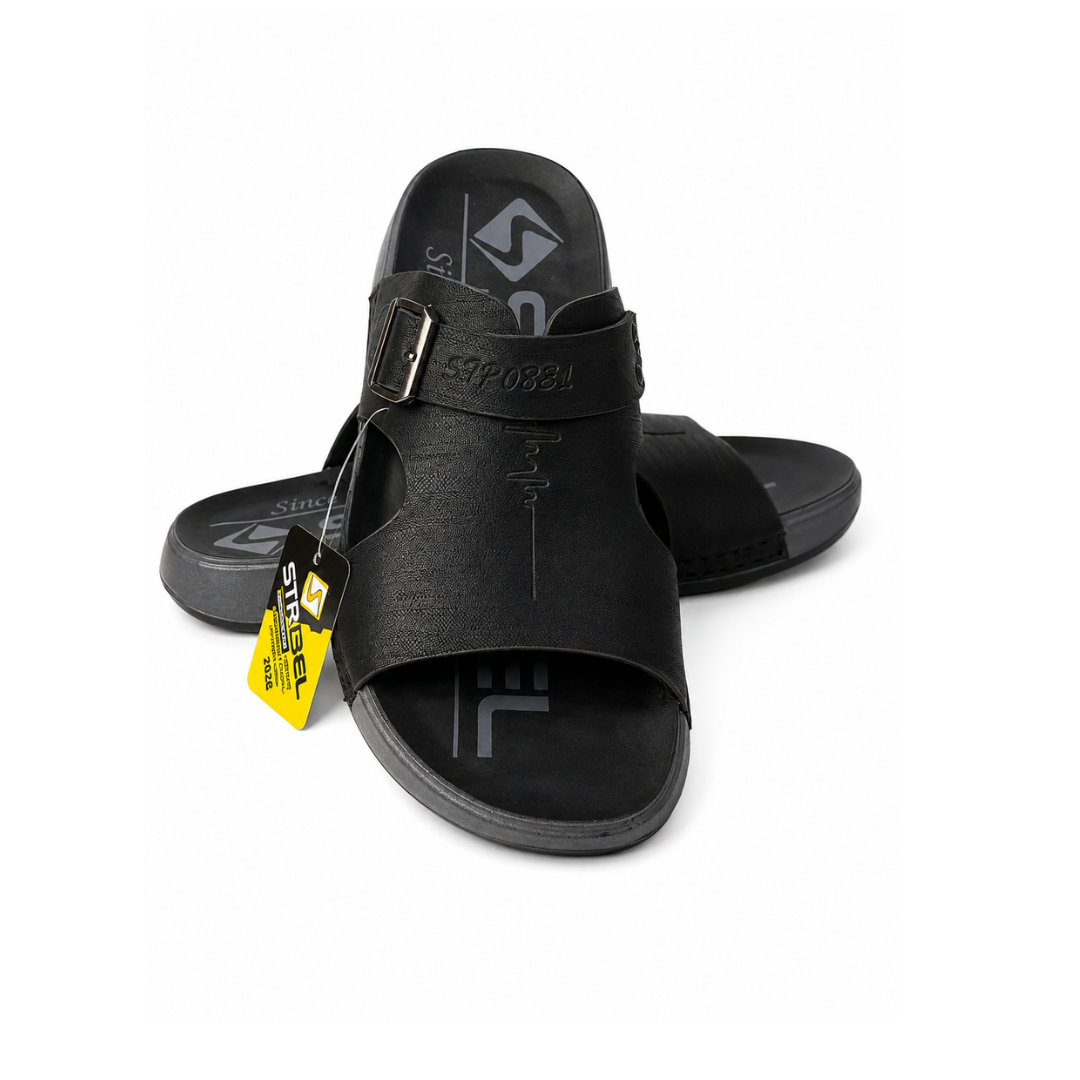 Men's Premium Adjustable Buckle Comfort Slide Sandals – Black