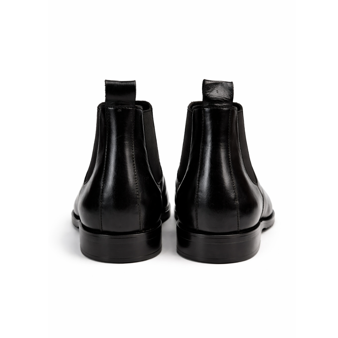 Black Pure Leather Chelsea Shoes for Modern Style