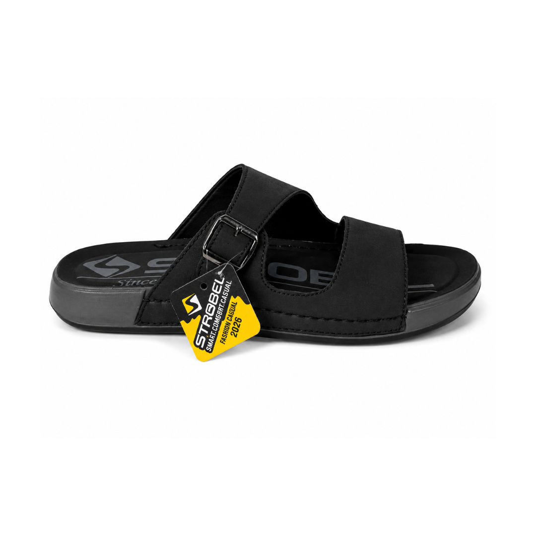 Premium Black Double Strap Chappal
