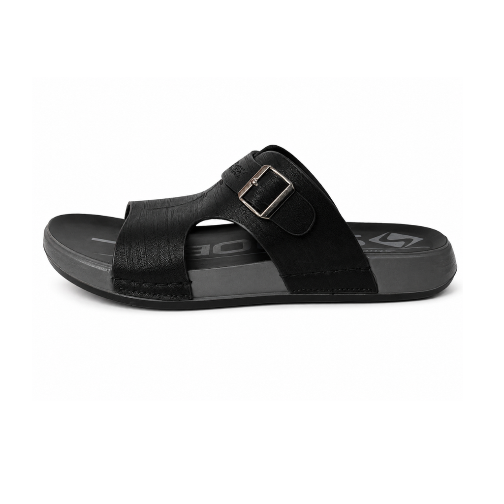 Men's Premium Adjustable Buckle Comfort Slide Sandals – Black