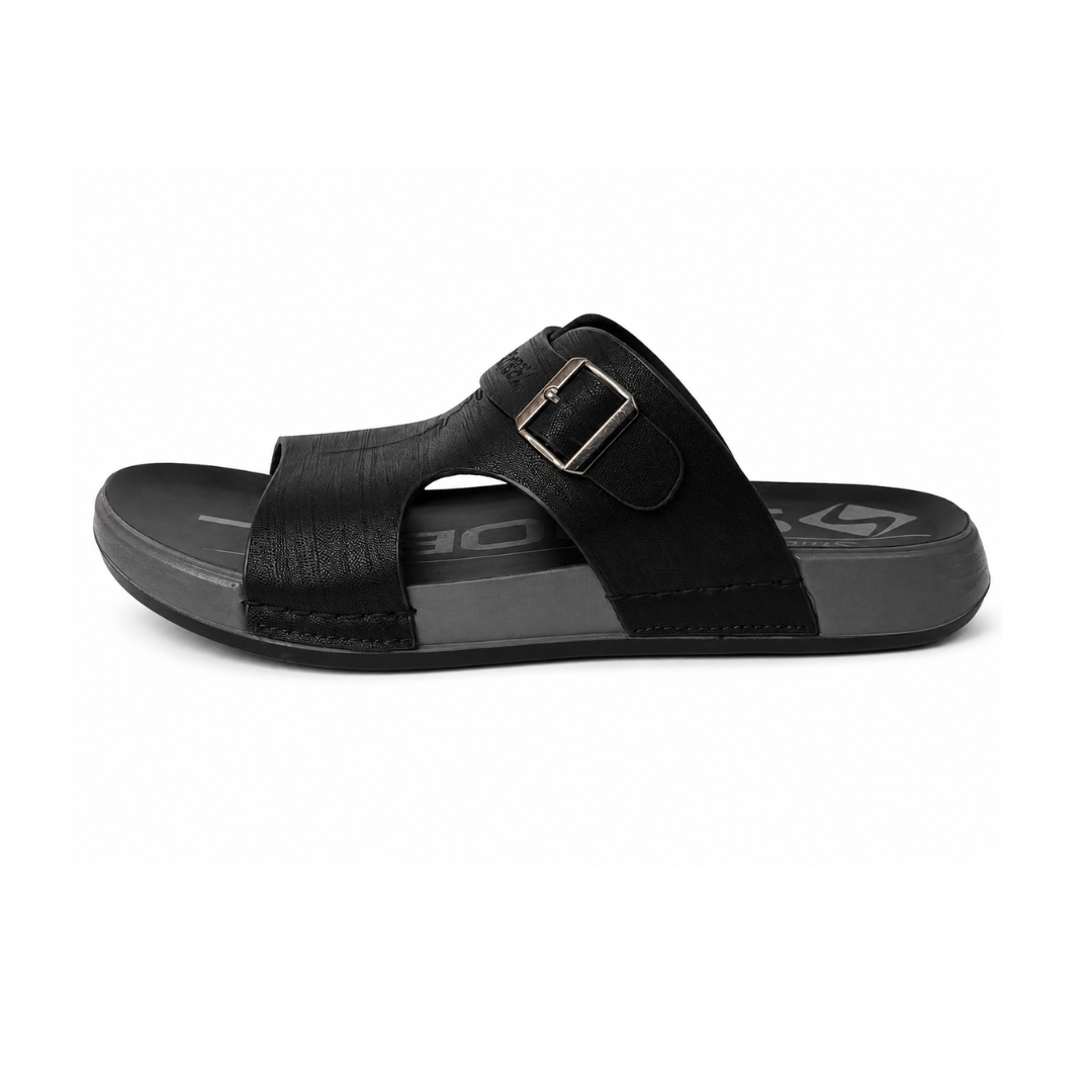 Men's Premium Adjustable Buckle Comfort Slide Sandals – Black