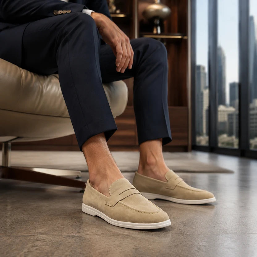 CREAM SUEDE MEDICATED LOAFER