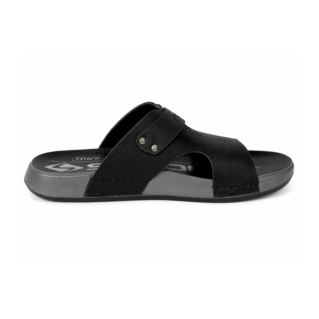 Men's Premium Adjustable Buckle Comfort Slide Sandals – Black