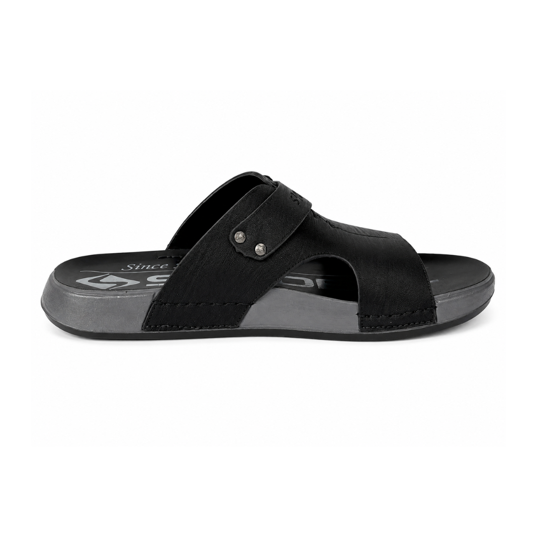 Men's Premium Adjustable Buckle Comfort Slide Sandals – Black