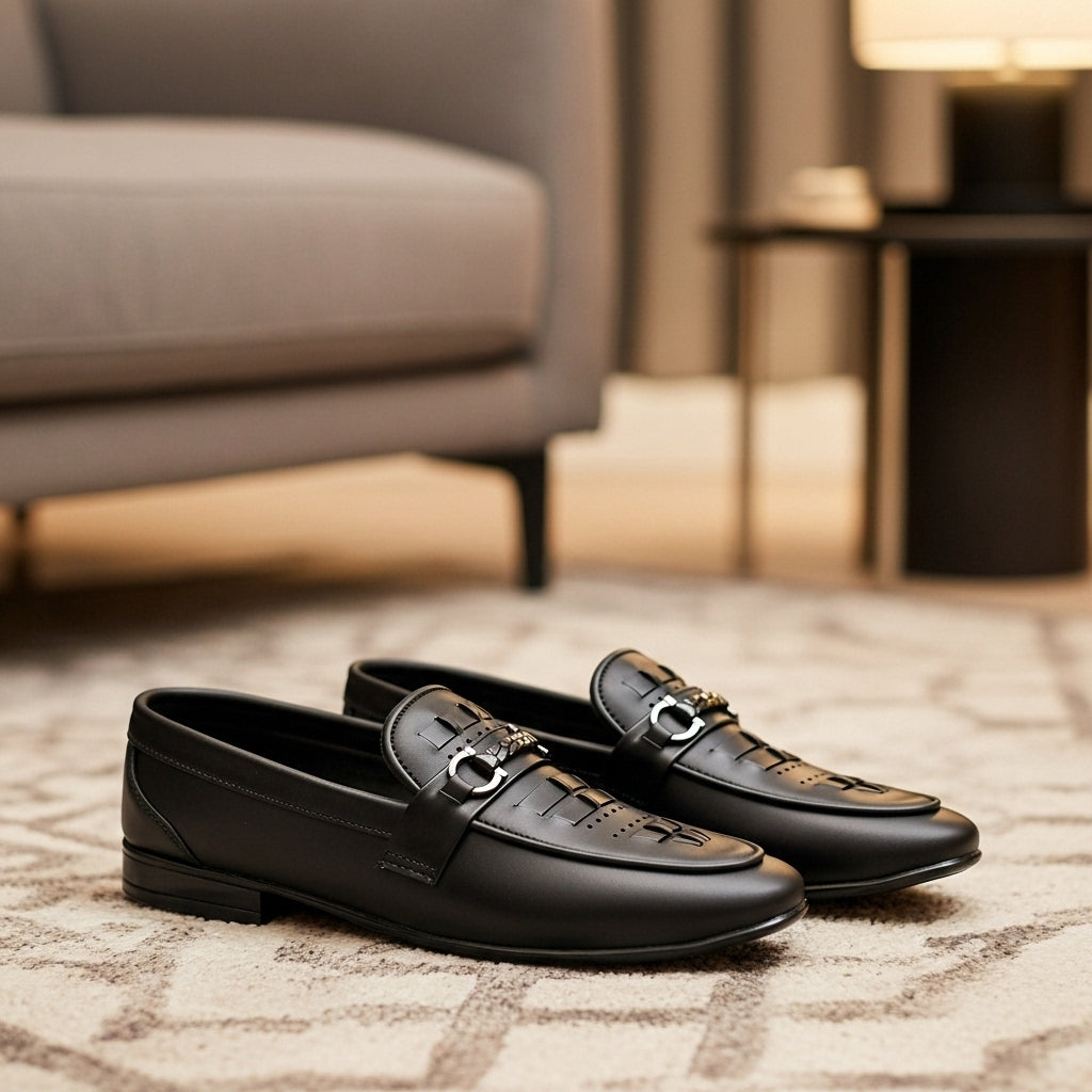Regal Buckle Black Loafers