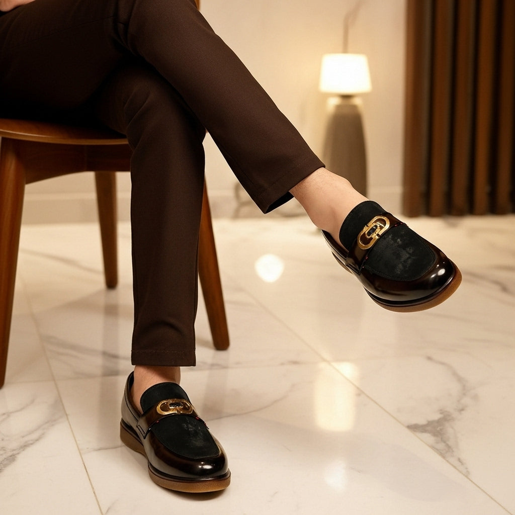 Shaded Brown With Suade Pattern leather Loafer