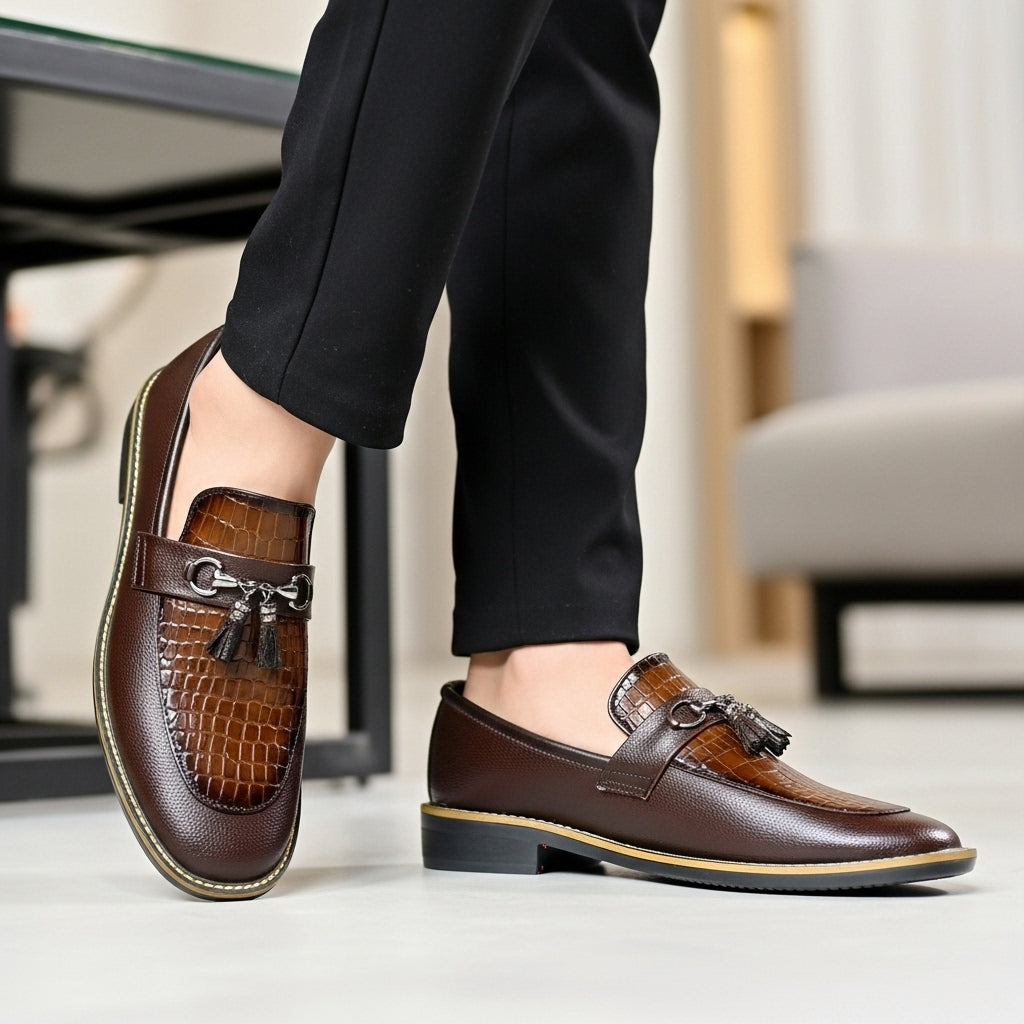 Handmade Stitched Dark Brown Premium Leather Loafers