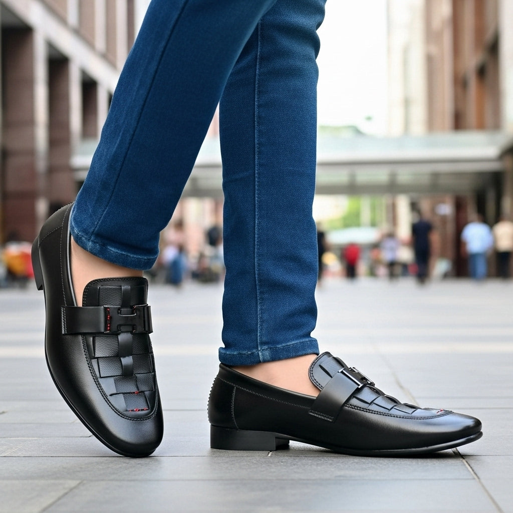 H Buckle Black Formal Loafer