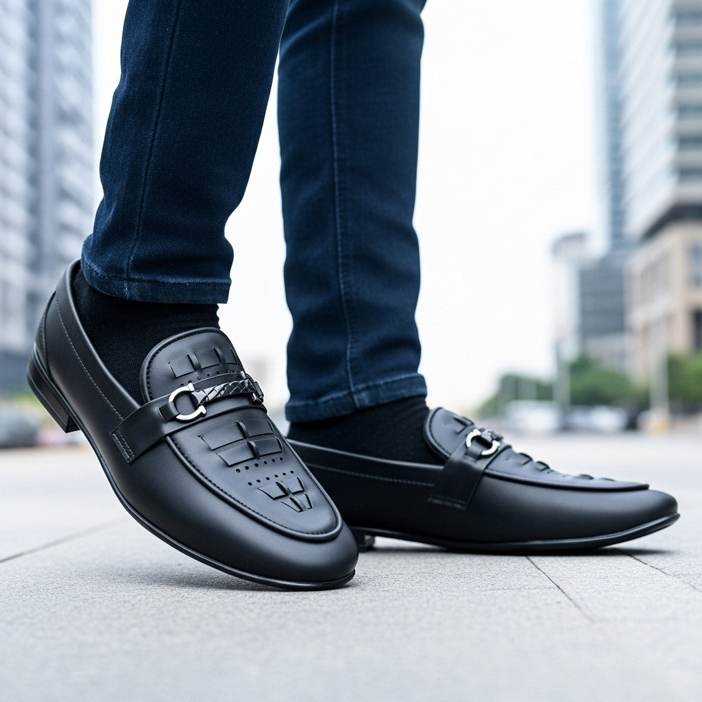 Regal Buckle Black Loafers