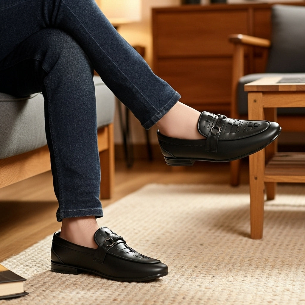 Regal Buckle Black Loafers