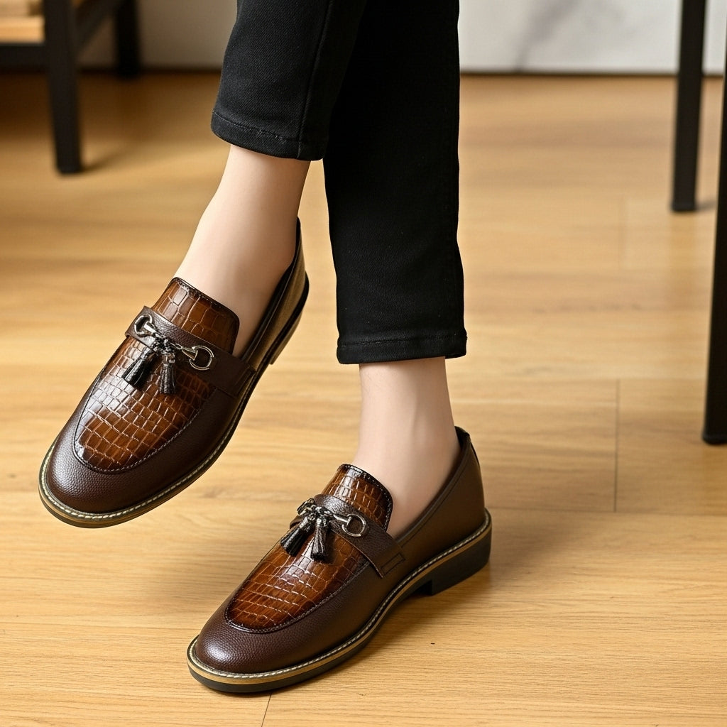 Handmade Stitched Dark Brown Premium Leather Loafers