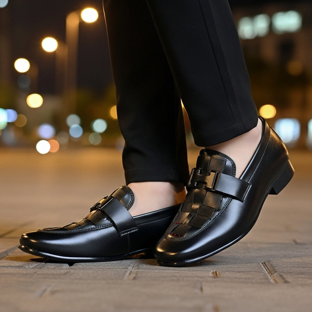 H Buckle Black Formal Loafer