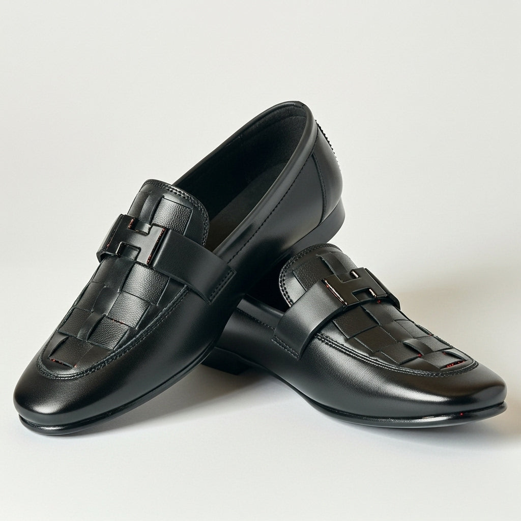 H Buckle Black Formal Loafer