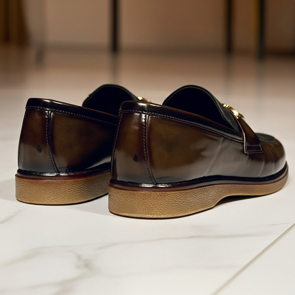 Shaded Brown With Suade Pattern leather Loafer
